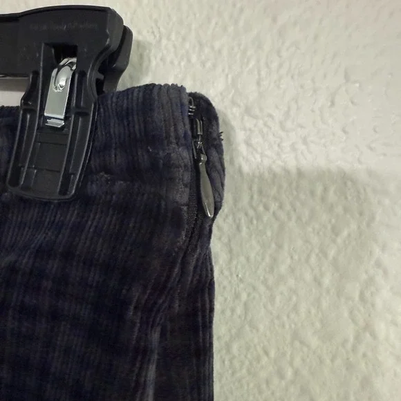 SO Corduroy A-Line Mini Skirt‎ Women's 3 Blue Plaid Lace-Up Detail Stretch Retro - Picture 2 of 8